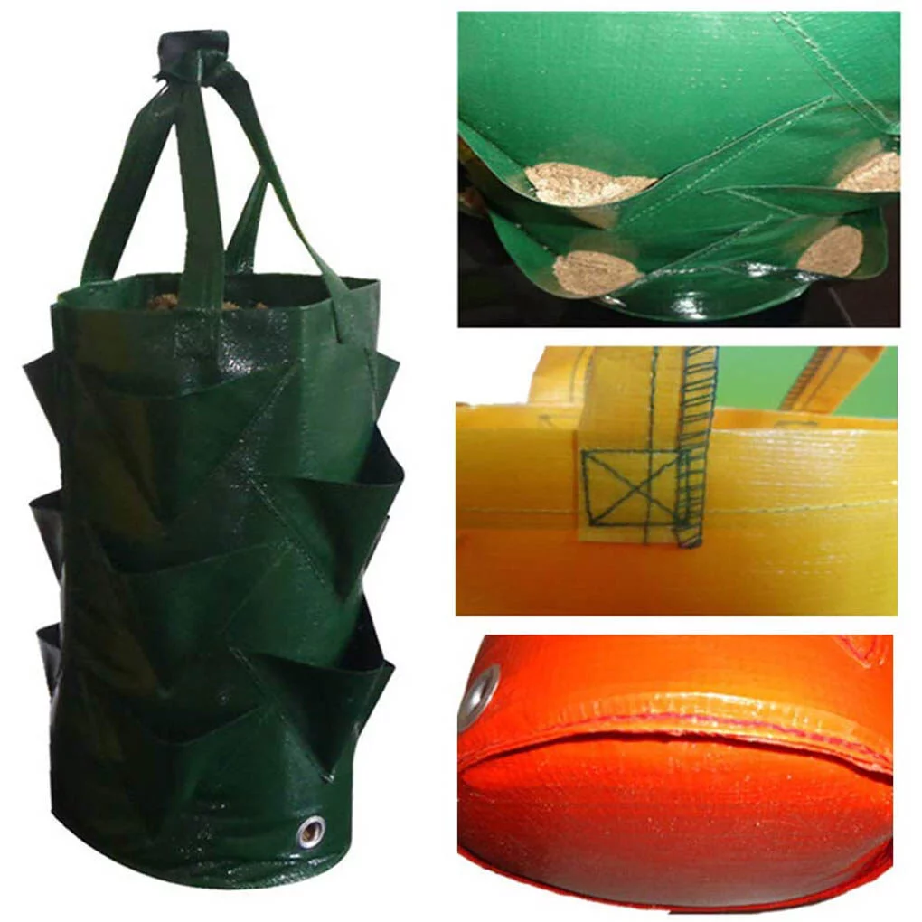 TureClos Plastic Planter Bag Flower Herb Strawberry Hanging Planter Growth Bag Pouch