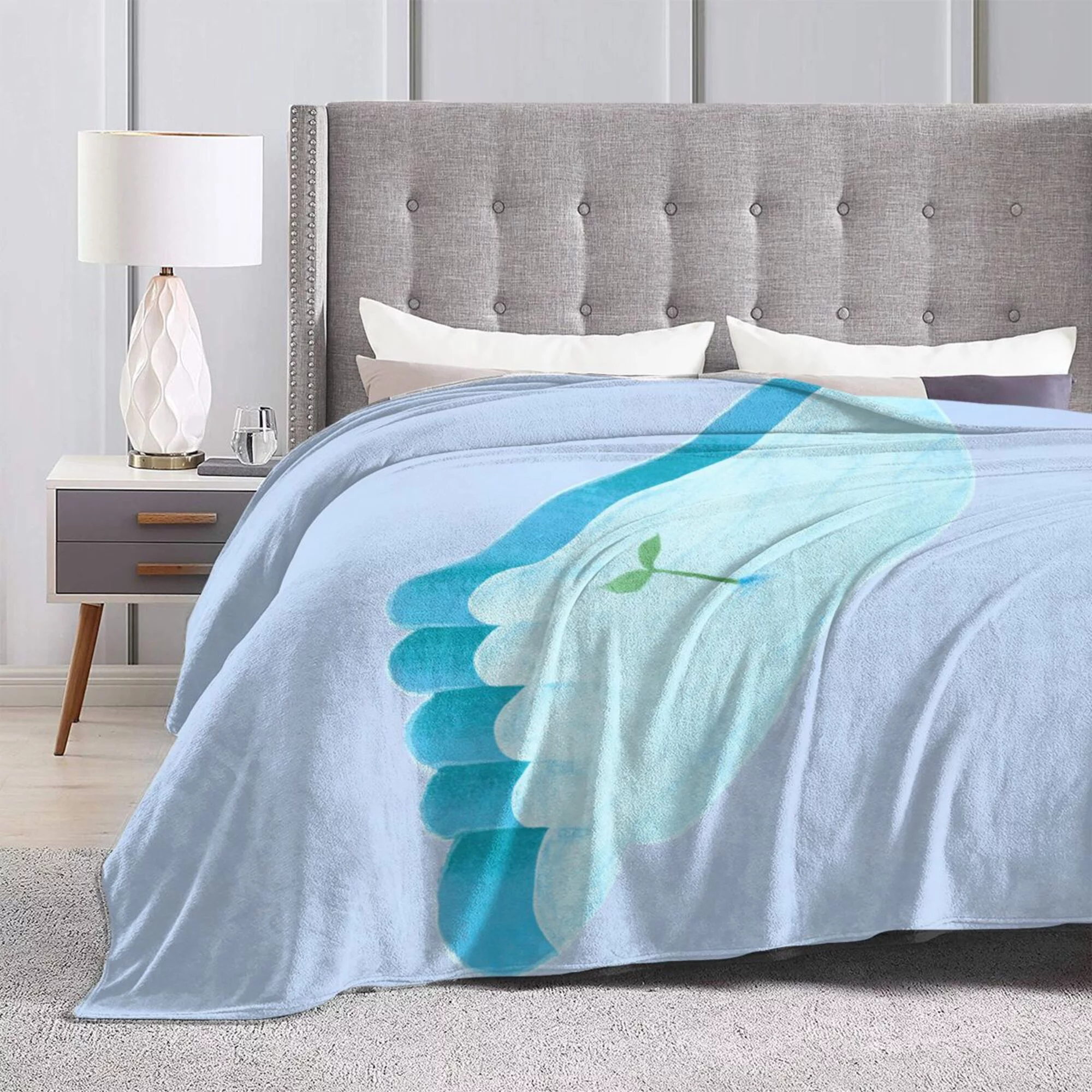 Cartoon Footprints Saplings Throw Blanket, Fluffy Soft Cozy Blanket Flannel Plush Microfiber Couch Throw 40