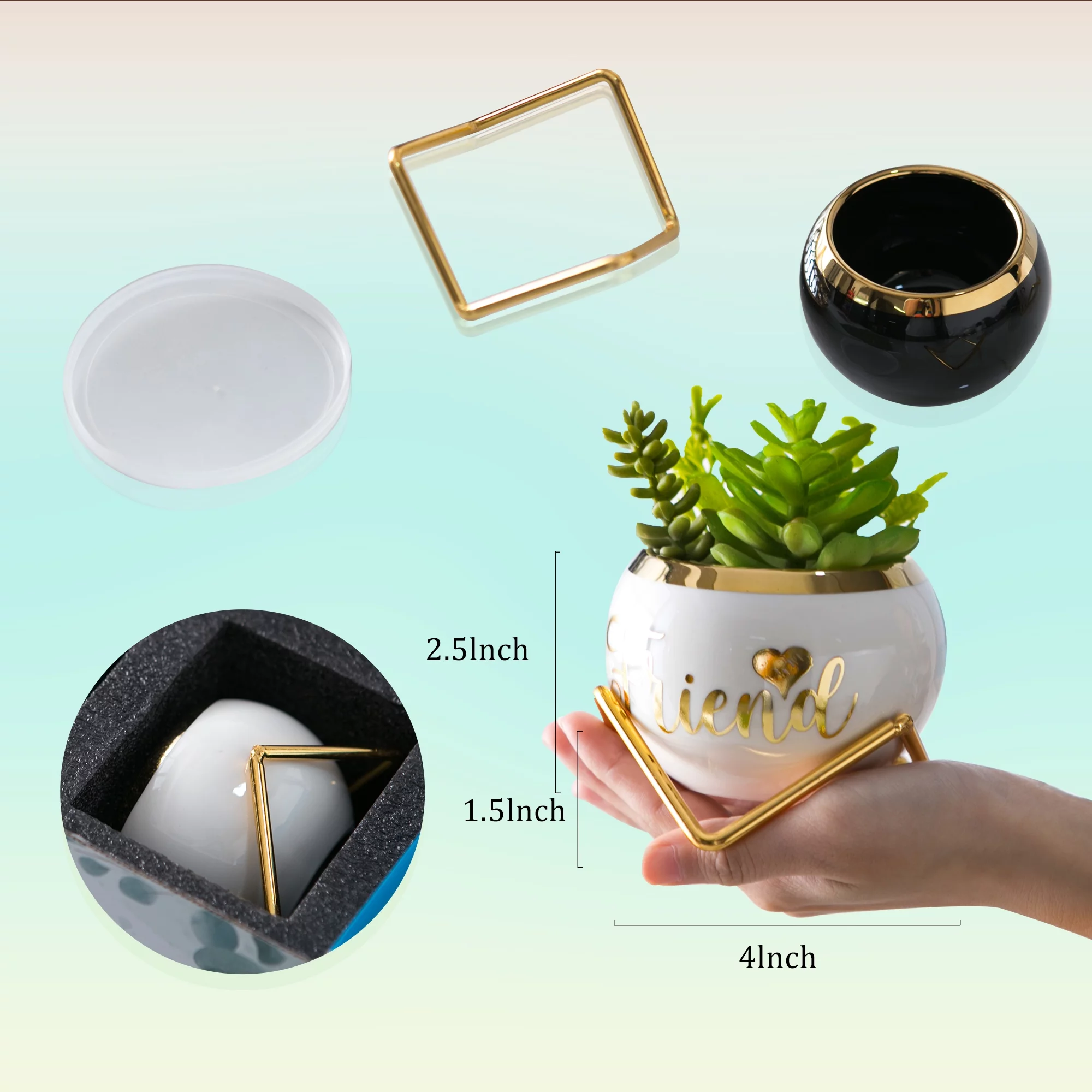 Perabella Best Friend Birthday Gifts for Women, Gifts for Best Friends Women,3 Pcs Succulent Pots