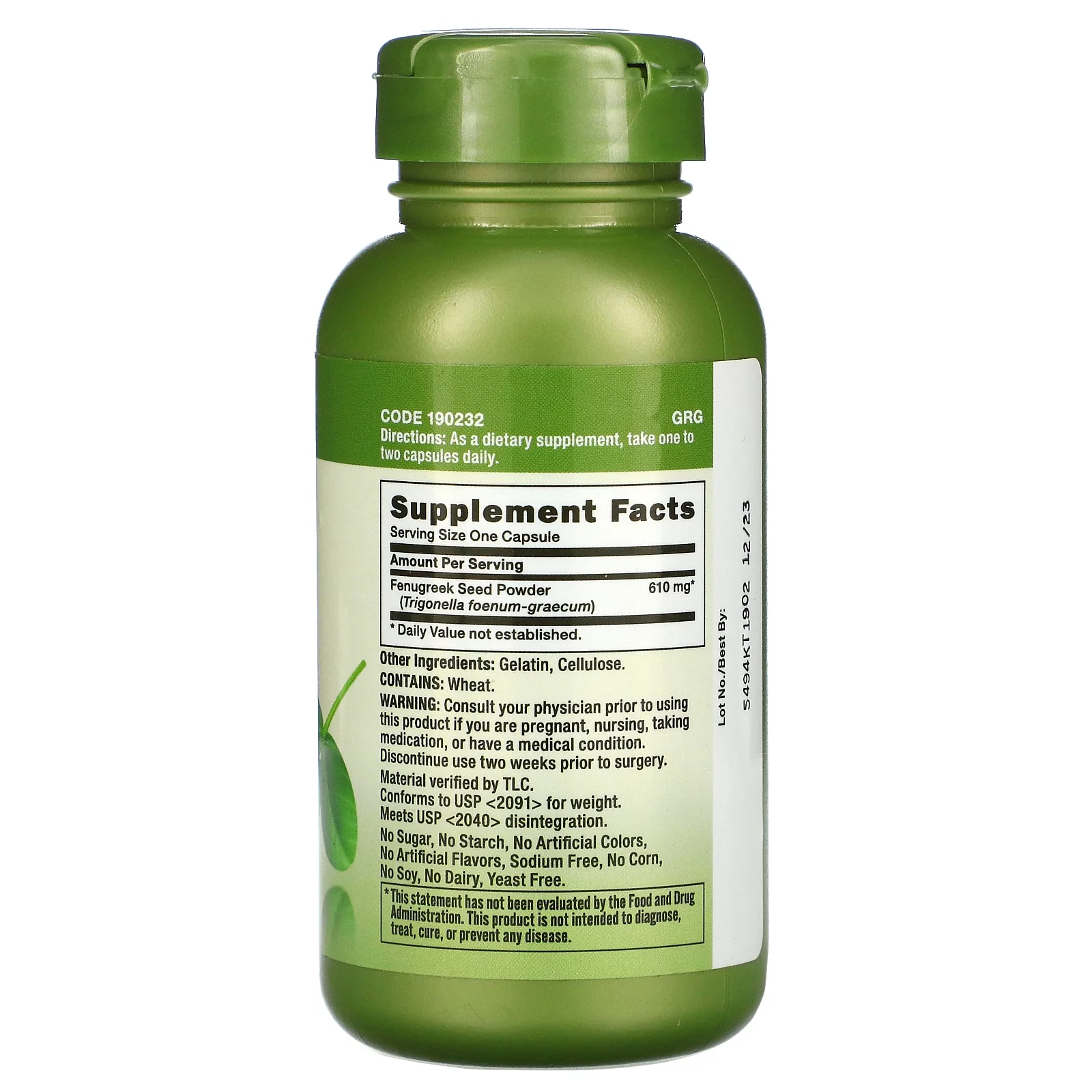 GNC Herbal Plus Fenugreek 610mg