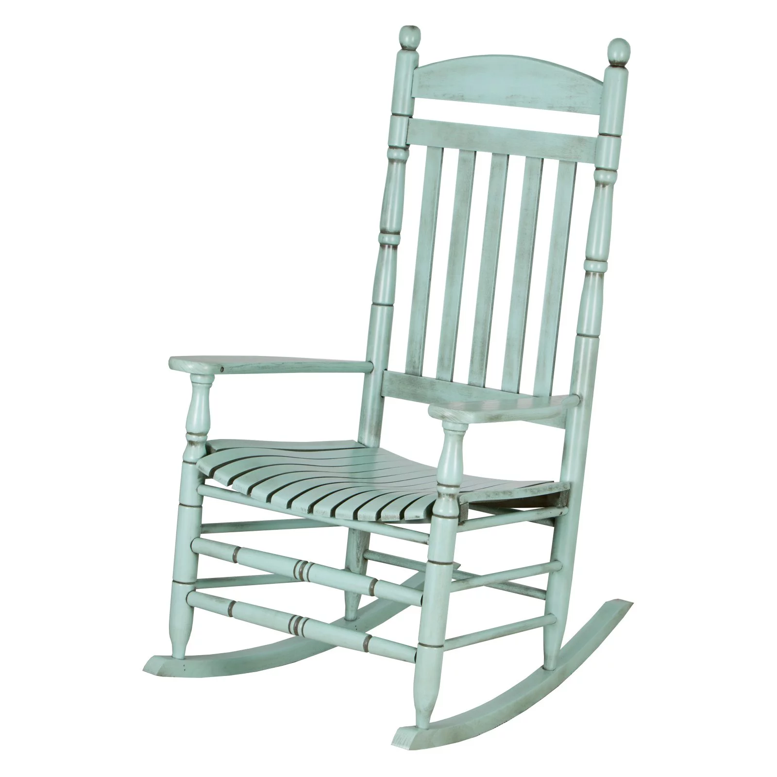 Hinkle Riverside Round Post Slat Back Wood Patio Rocking Chair
