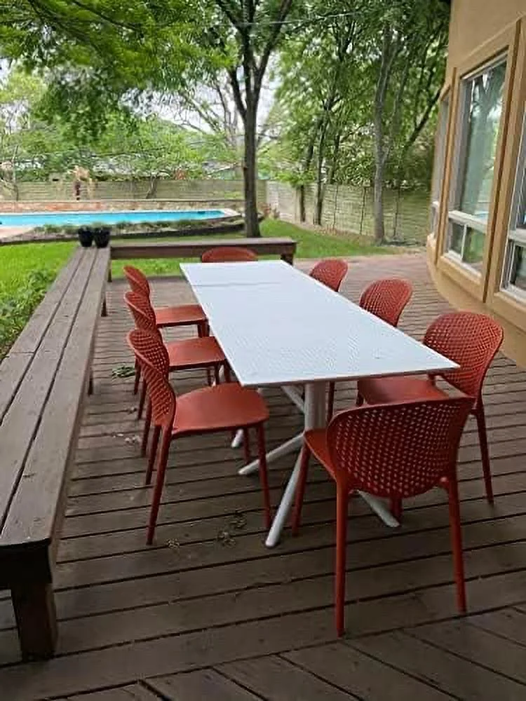 TJCGDTY Modern Pool Patio Chairs  Plastic Armless Dining Side Chairs for Indoor or Outdoor Use  Orange