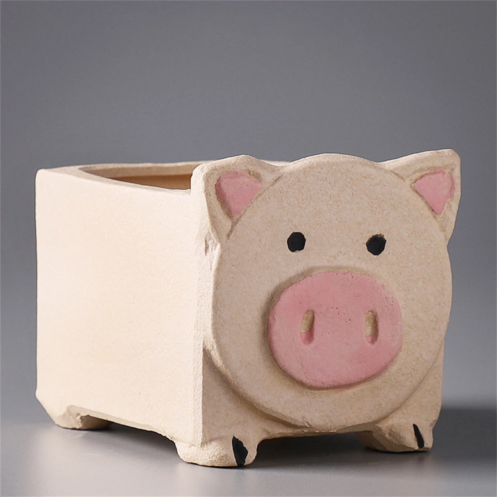 Pots Home Decor Flower Pots Cute Farm Ceramic Cartoon Flowerpot 1PC Simple And Cartoon Fleshy Flowerpot Gardening Potted Fleshy Flowerpot Animal Flowerpot