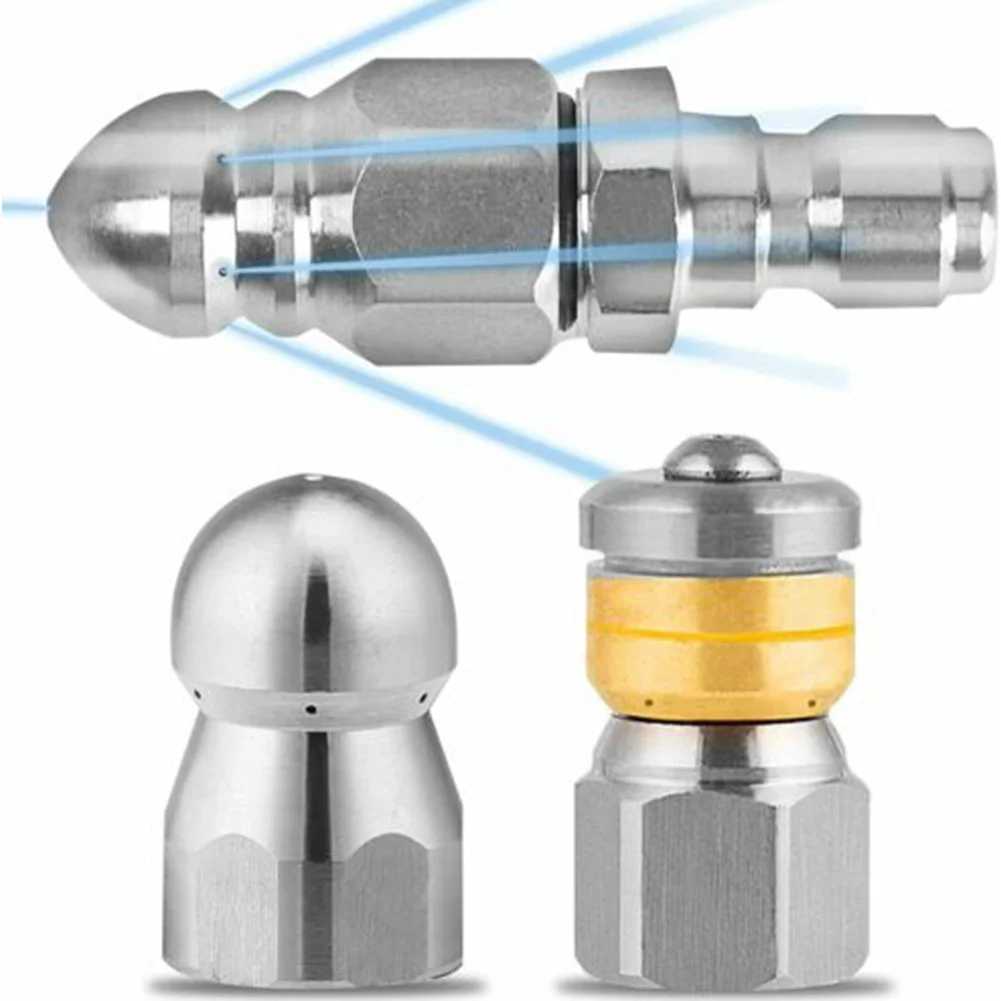 3 PCS Sewer Jetter Rotary Nozzle 1/4 in Pressure Washer Hose Quick Connect
