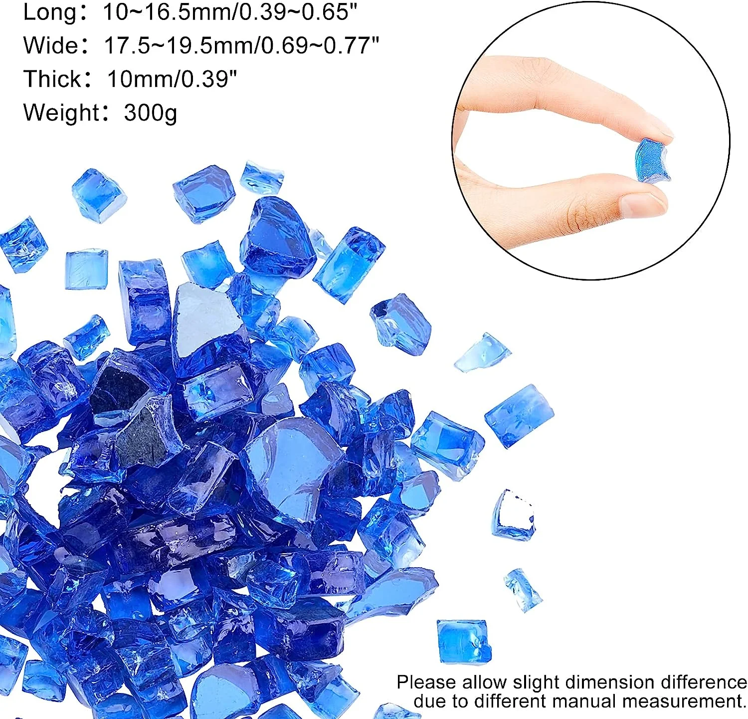 1box Fire Glass Blue Reflective Tempered Fire Glass Chips 300g Fireplace Fire Pit Glass Fire Glass Gravel Glass Beads