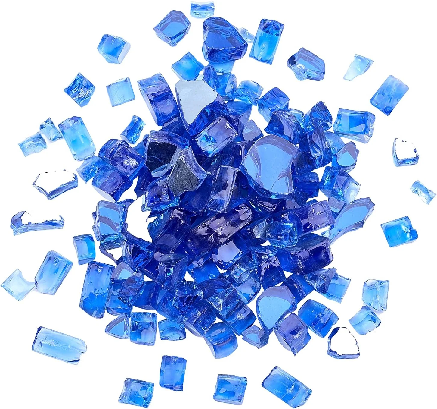 1box Fire Glass Blue Reflective Tempered Fire Glass Chips 300g Fireplace Fire Pit Glass Fire Glass Gravel Glass Beads