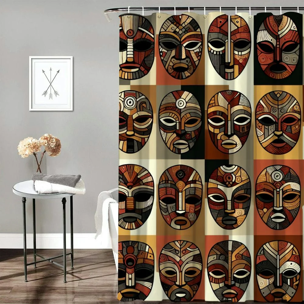 Lzatpd Shower Curtain, Designs Aborigine Art Patterns Cultural Print, Cloth Fabric Bathroom Decor Set with Hooks, Plum Orange