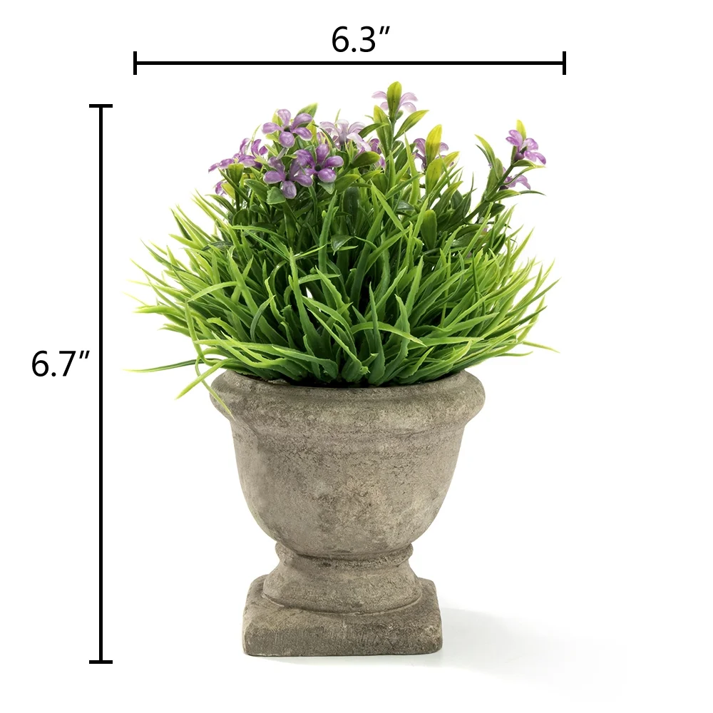 K-Cliffs Mini Artificial Purple Flowers in Trophy Design Paper Pulp Pot,Dimensions: Overall- 6.3Dia x 6.7H inches; Pot- 3.5Dia x 3.5H inches