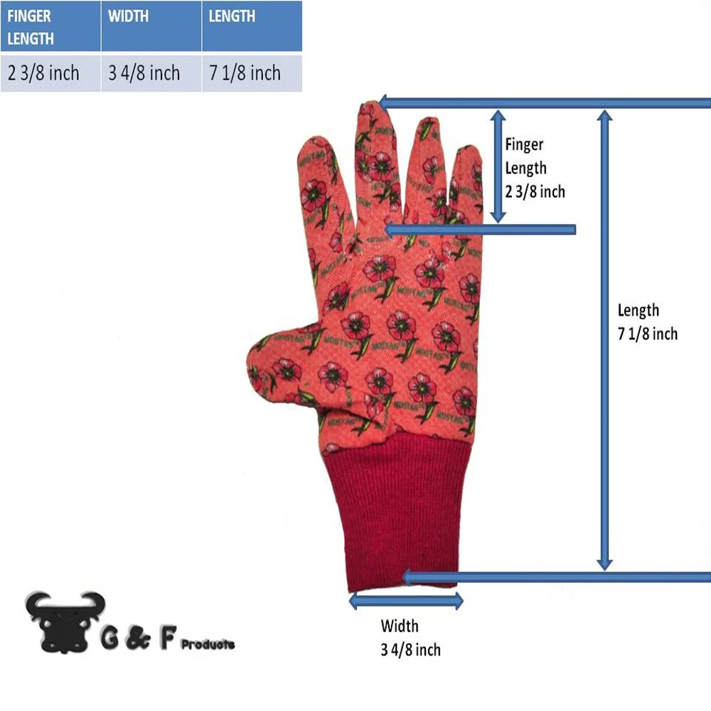 G & F Soft Jersey Kids Blue Green Color Garden Gloves 1823, Durable & Safe, 3 Pairs