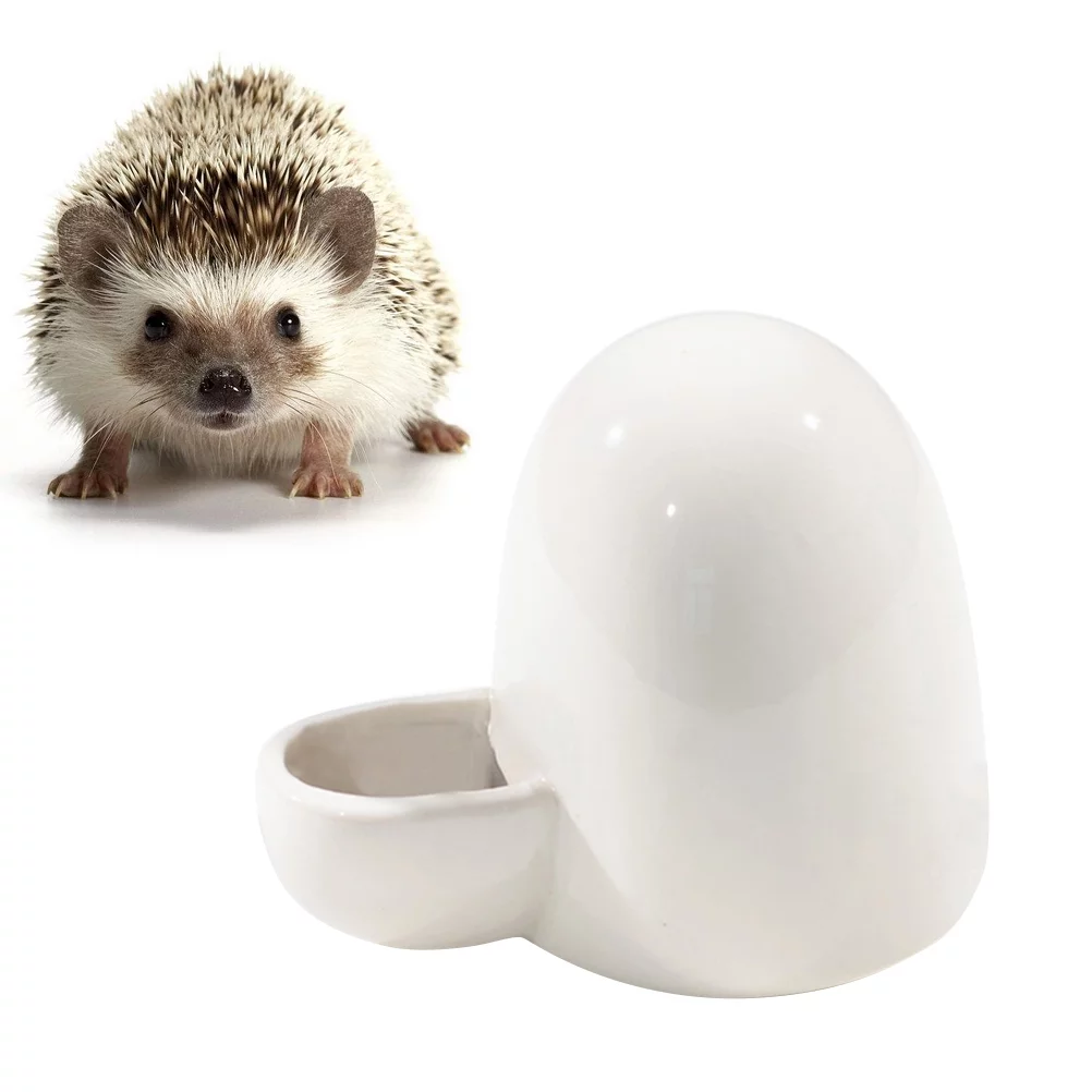 Thick Ceramic Home Pet Water Feeder Hedgehog Drinking Fountain Small Pet Water Dispenser (White)