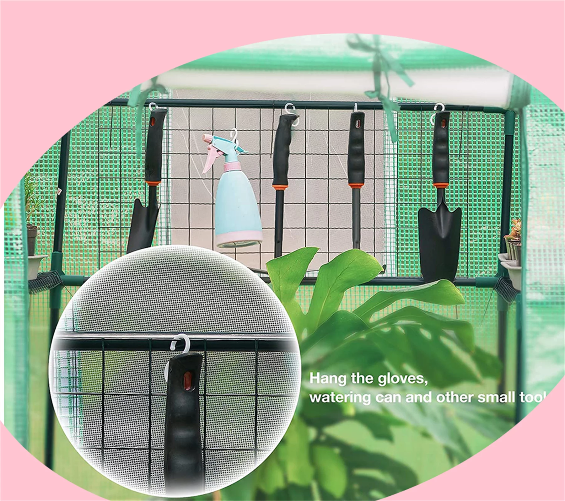 Greenhouse Mesh Door 2 Windows 3 Tiers 6 Shelves Green House