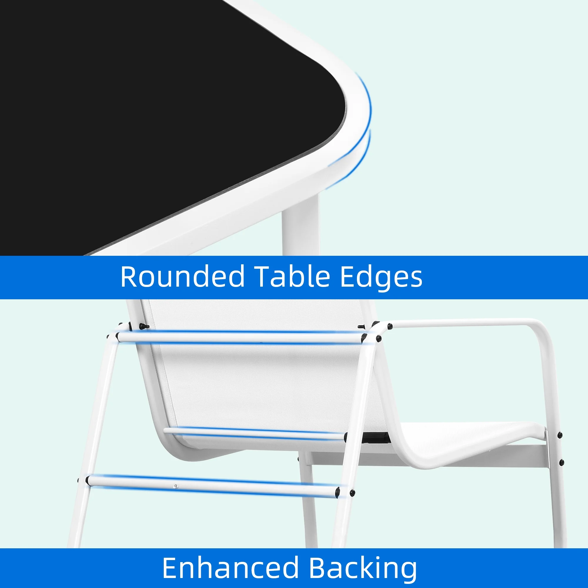 Dextrus 3 Pieces Outdoor Bistro Set - 2 Rocking Chairs with Glass Coffee Table, Conversation Furniture Set for Outdoor Indoor