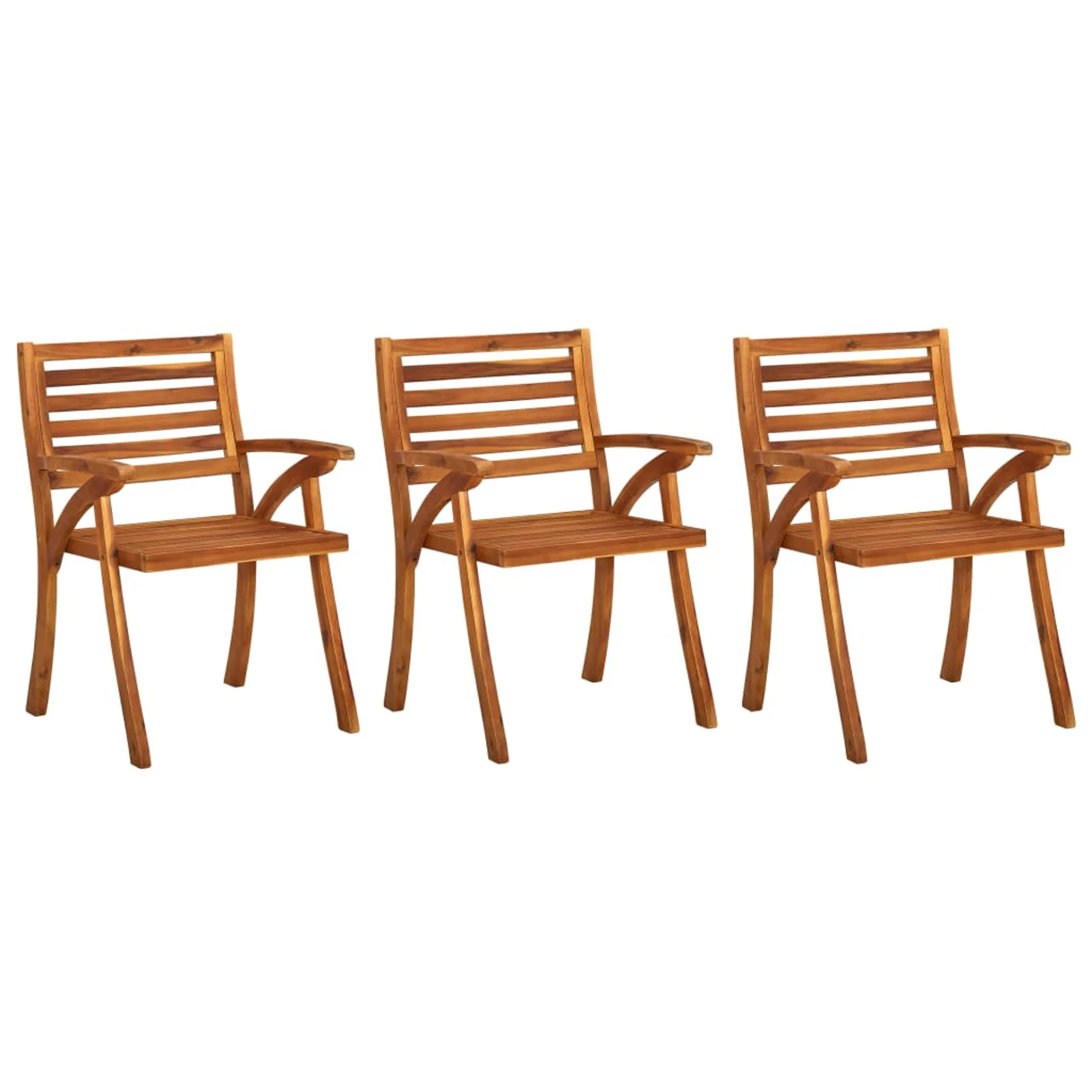 Anself Patio Dining Chairs with Cushions 3 pcs Solid Acacia Wood