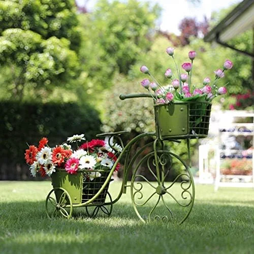Tricycle Plant Stand Planter, Iron Plant Stand Flower Holder Indoor Outdoor Home Garden Patio Decor, 27.5