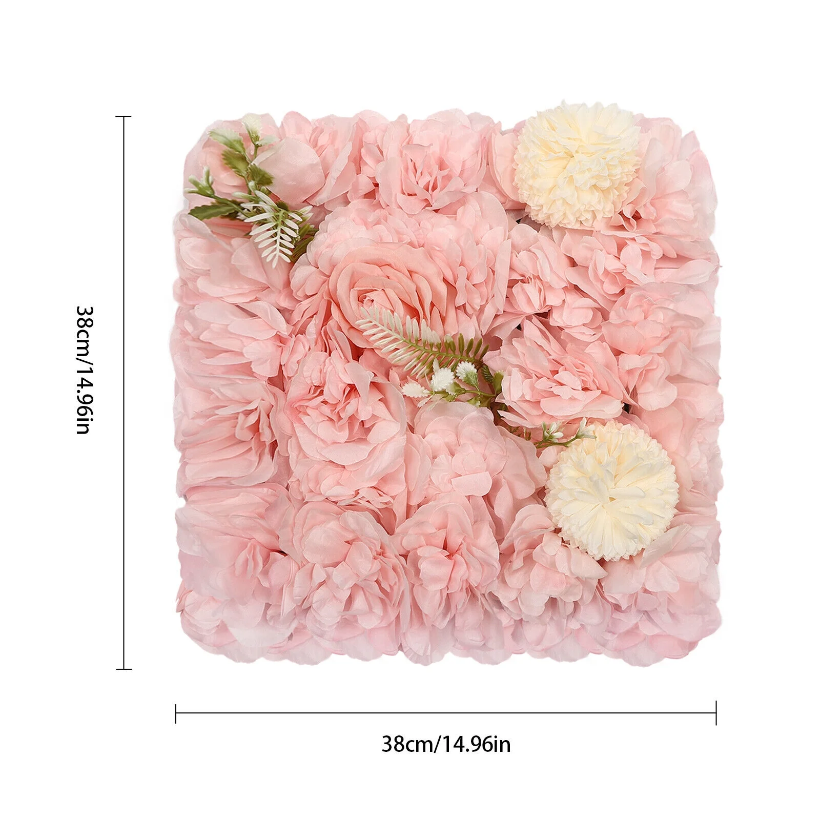 12 Pcs Artificial Wedding Silk Flower Panels Wall Decor Background Rose Floral Panels