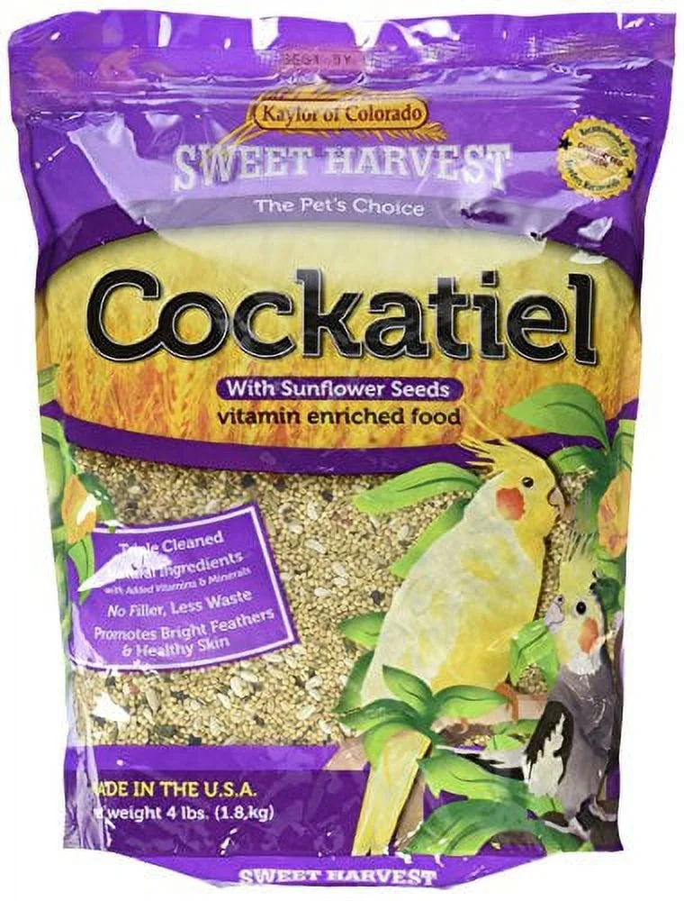 Cockatiel Bird Food (with Sunflower Seeds), 4 lbs Bag - Seed Mix for Cockatiels