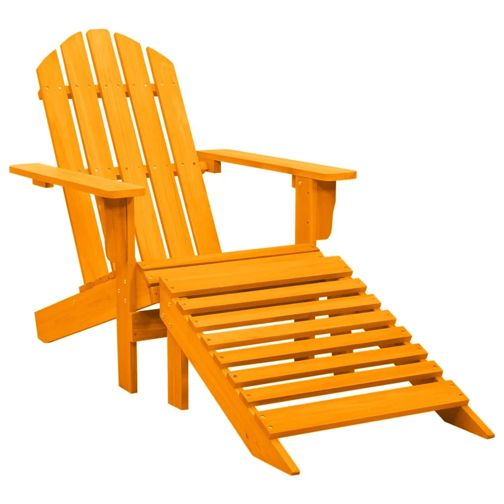 Anself Patio Adirondack Chair with Ottoman Solid Fir Wood Orange