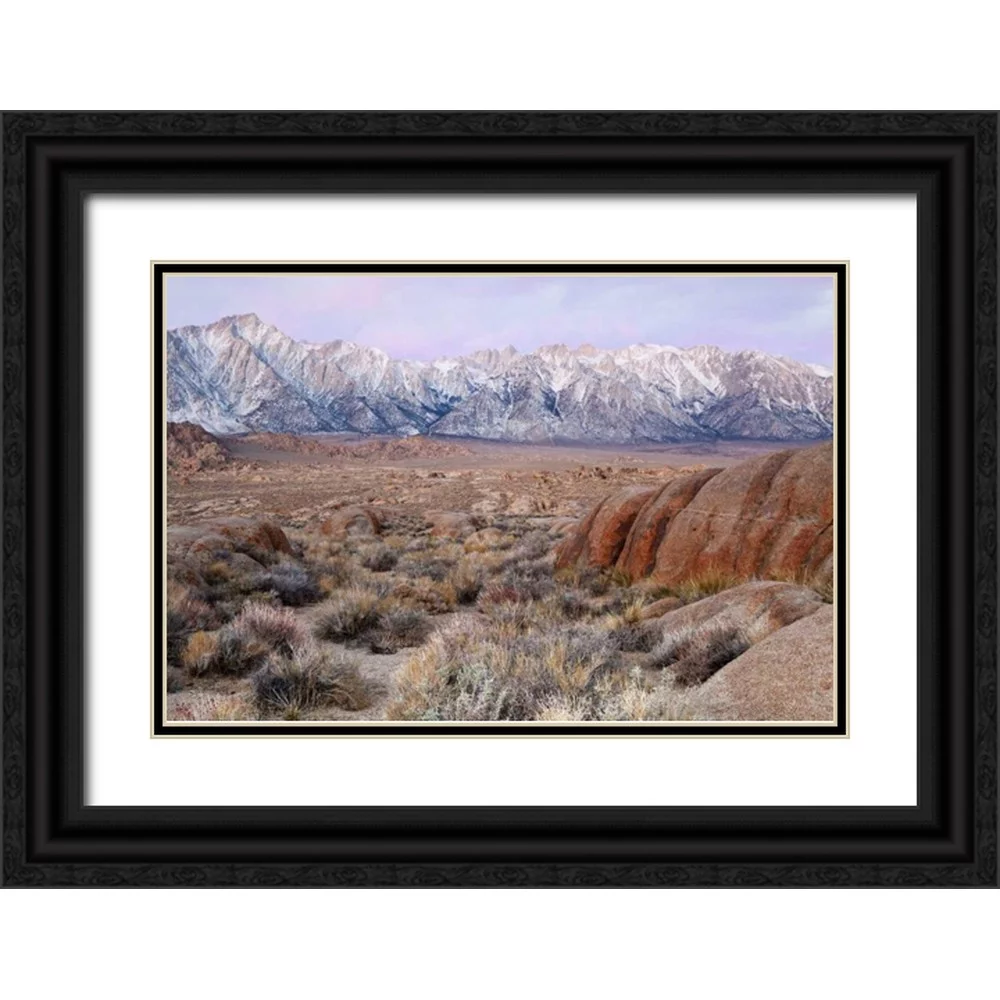 Paulson, Don 32x23 Black Ornate Wood Framed with Double Matting Museum Art Print Titled - California Lone Pine Peak and Mt Whitney