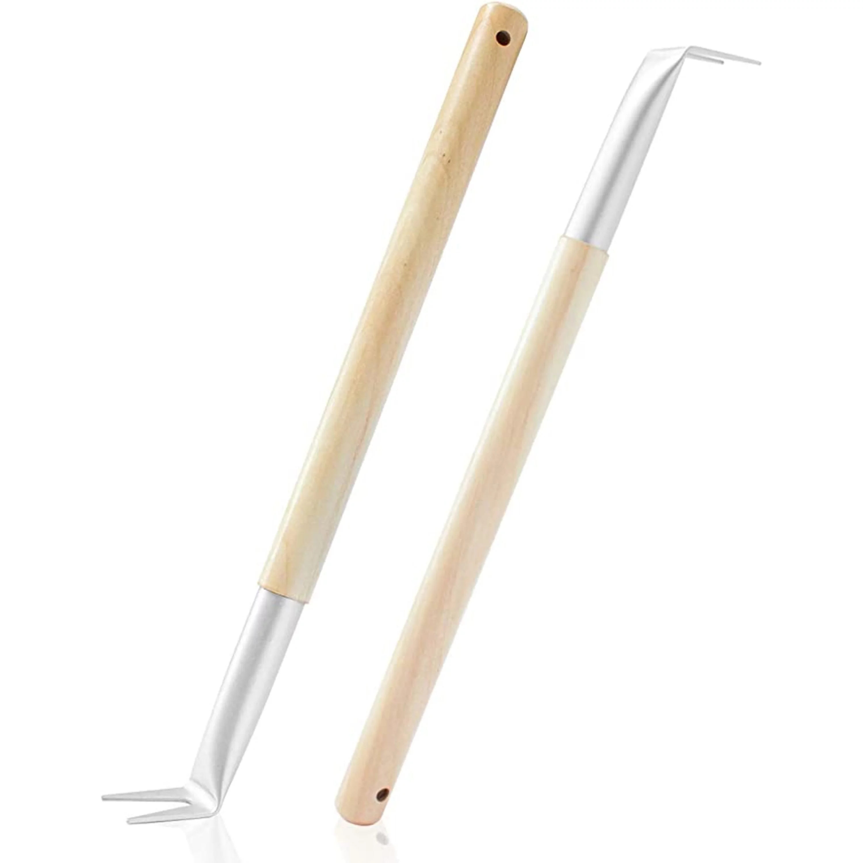 Aluminum 17.5 inch Pizza Spinner Turning Fork with Wooden Handle and Leather Strap (2-Pack), Pizza Turner