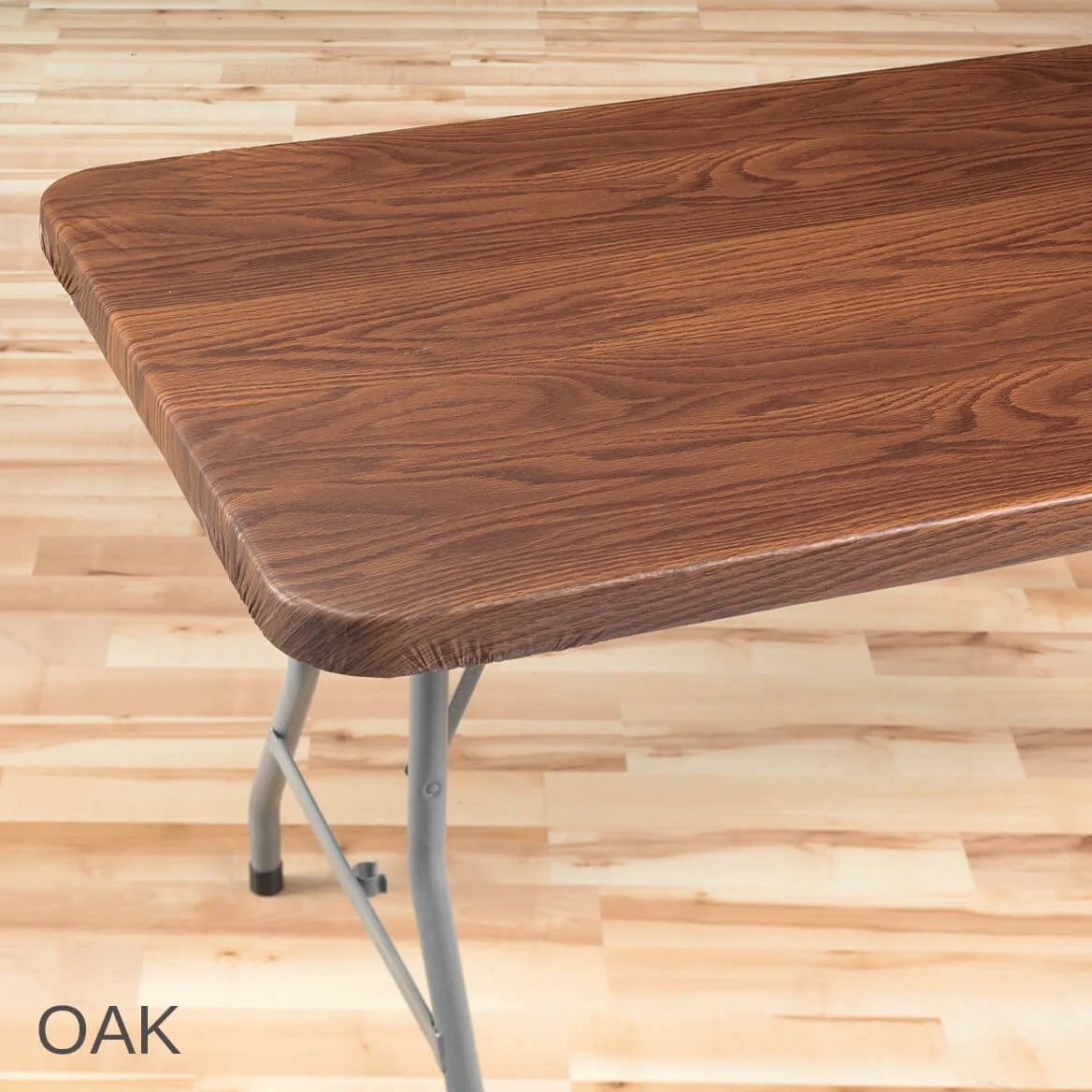 Wood Grain Vinyl Elasticized Banquet Table Cover, Soft Fleece Back, Indoor Décor - Measures 36