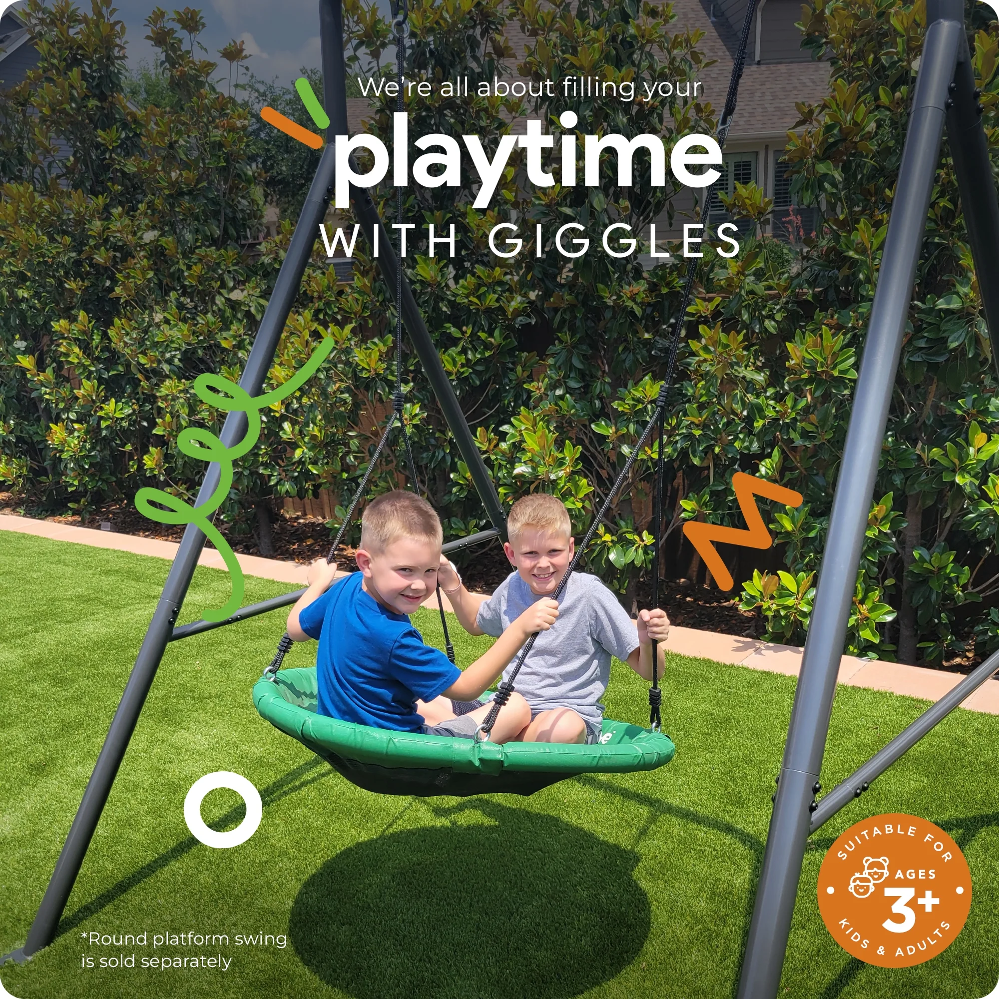 gobaplay Frame Only Swing Set w/Extension, Tree Swing & Hanging Tent