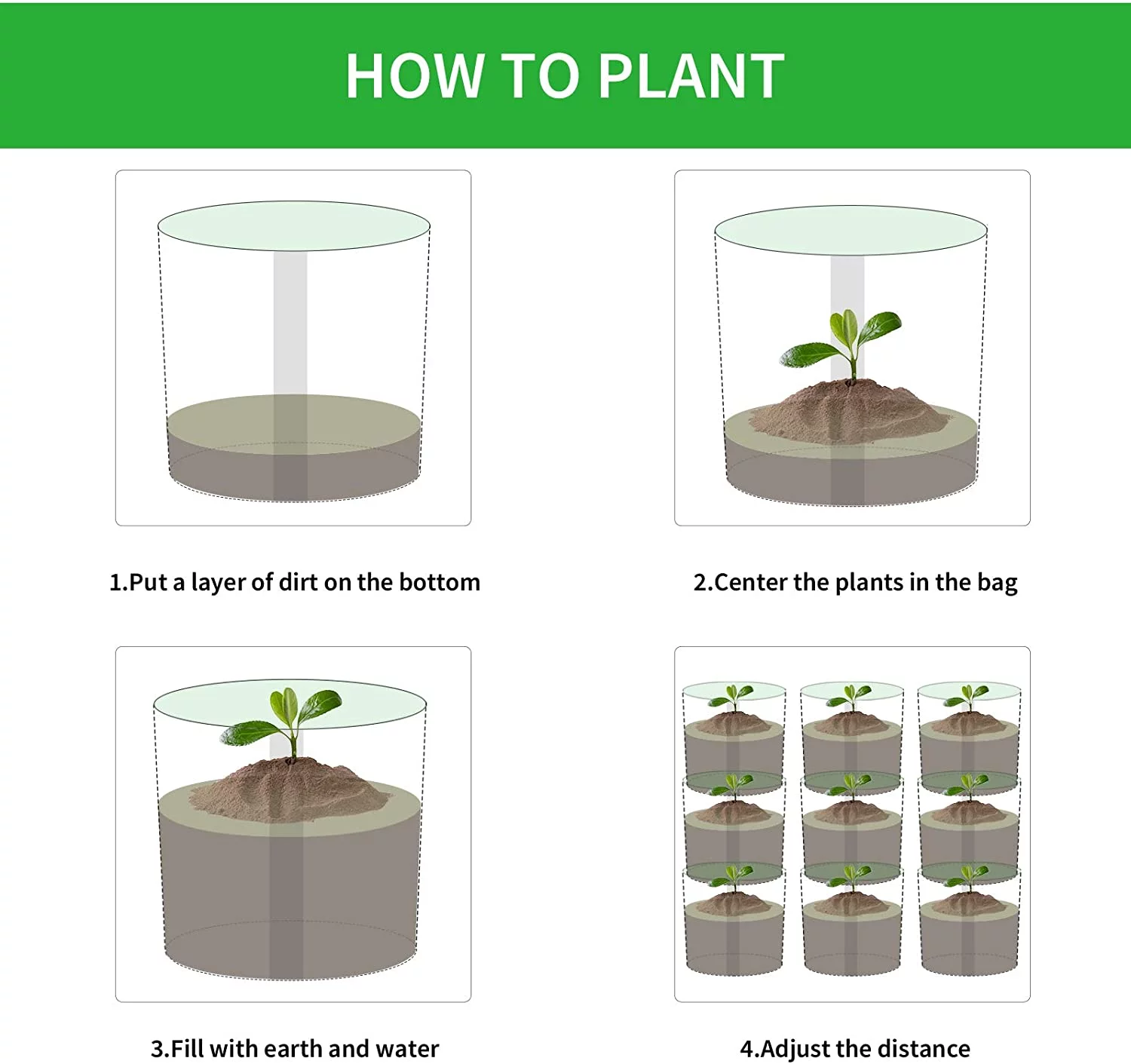 iPower 5-Pack 2-Gallon Grow Bags Fabric Pots Non-woven Plant Container