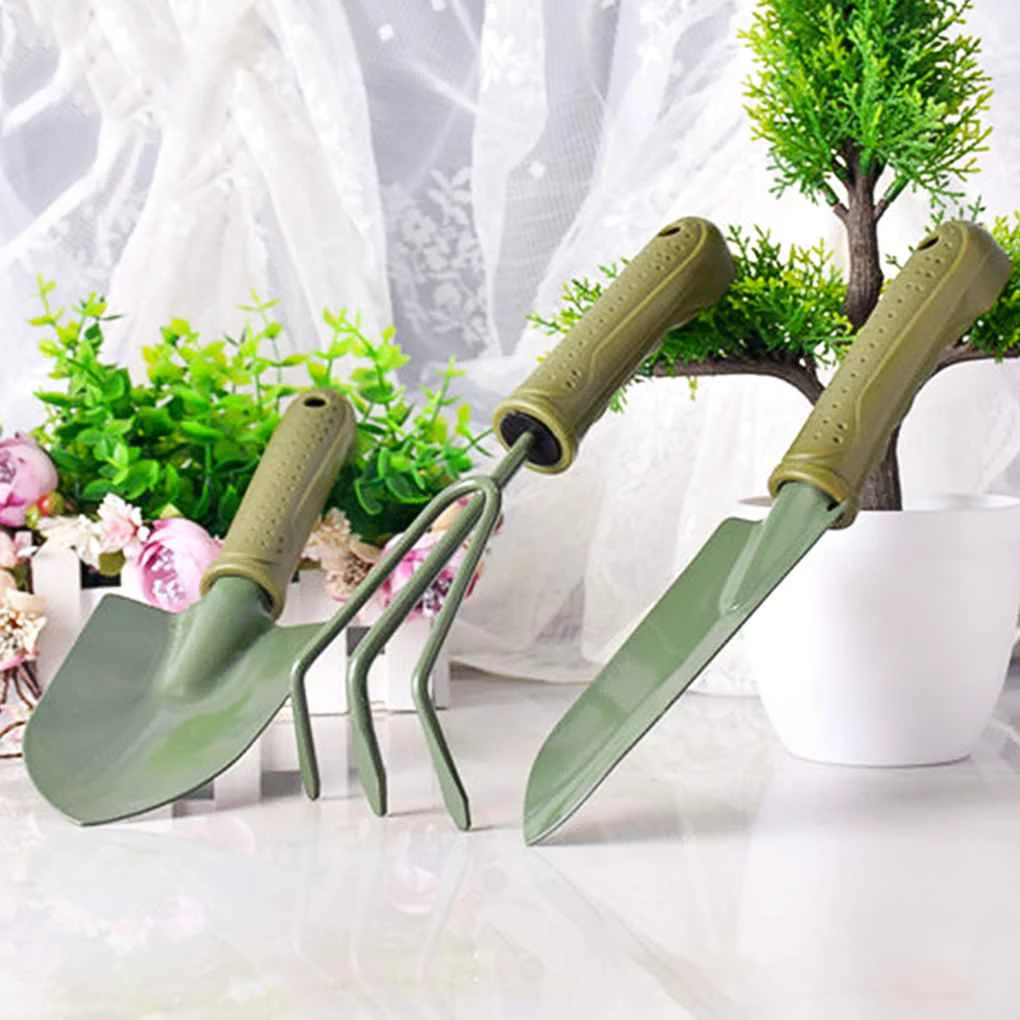 SANAG 3Pcs/Set Round Spade Rake Gardening Tools Garden Potted Plant Loosen Soil Trowel Kit