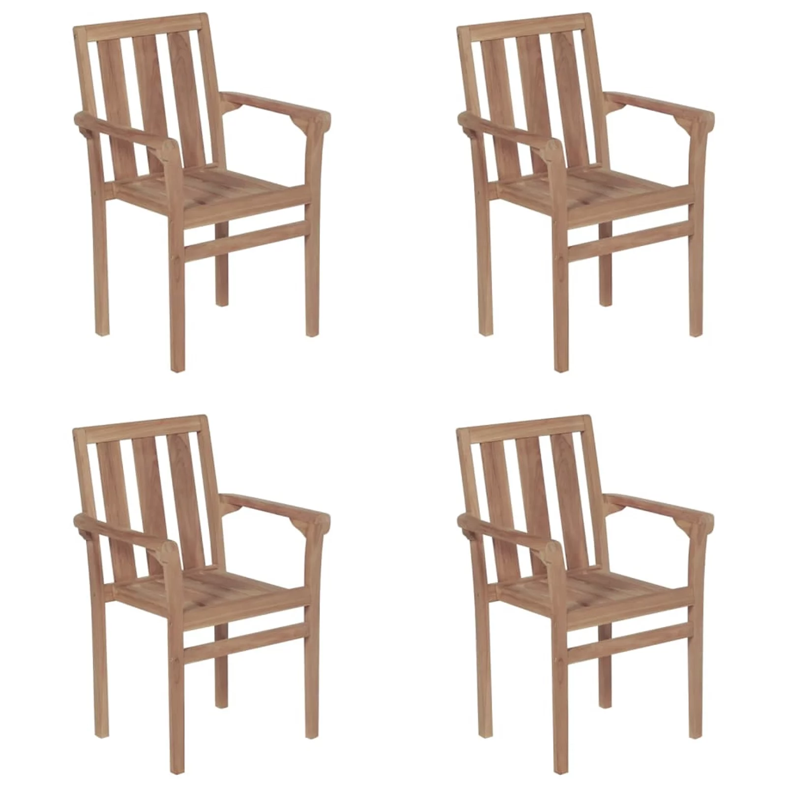 Anself Stackable Patio Chairs with Cushions 4 pcs Solid Teak Wood