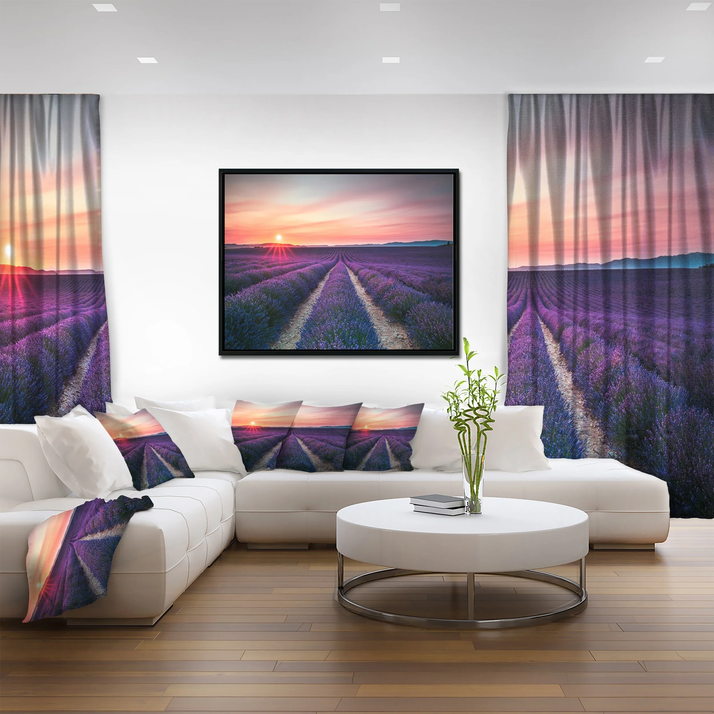 DESIGN ART Designart 'Endless Rows of Lavender Flowers' Modern Landscape Wall Art Framed Canvas
