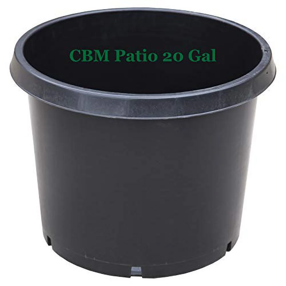 CBM 2-20 Gallon Premium Black Plastic Nursery Plant Container Garden Planter Pots, 22.5 inch TOP x 17.5 inch BOTTOM x17 inch HIGH (PT20GAL)