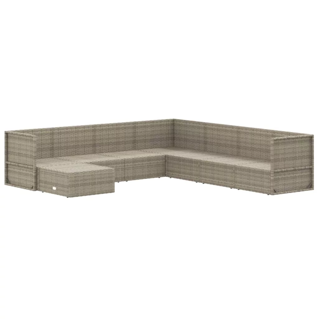 Tomshoo 8 Piece Patio Set with Cushions Gray Poly Rattan