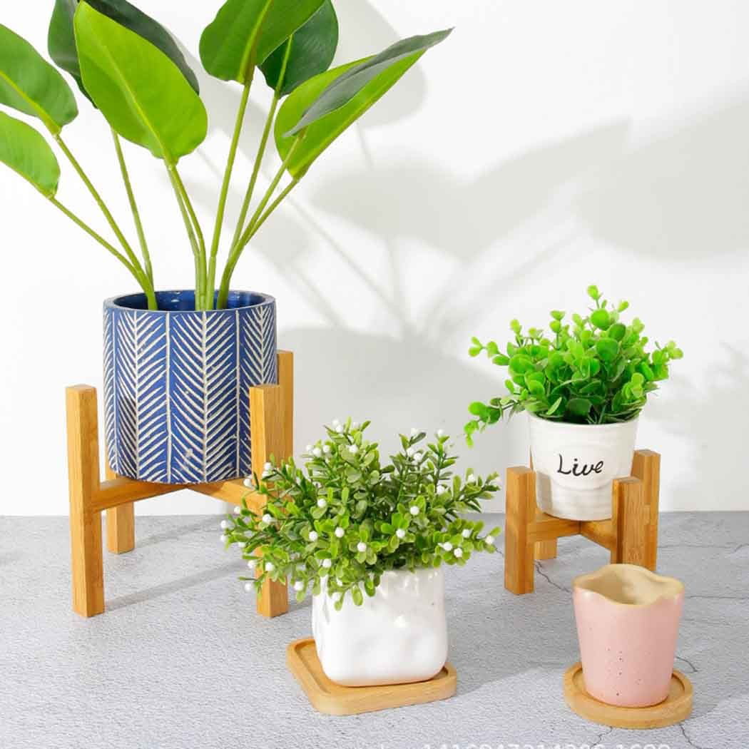 Bamboo Wood Saucer Plant Tray Plant Flower Stand Favor Succulent Pot Tray Decor