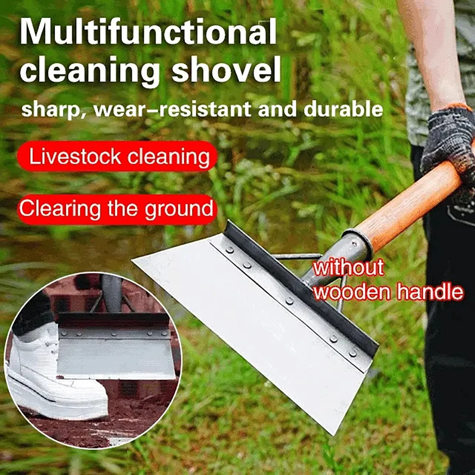 YHAIOGS Steel Flat Shovel Yard Cleaning Shovel Snow Mud Shovel Ice Shovel Wall Decontamination Cleaning Shovel Agricultural Shovel Cleaning tool