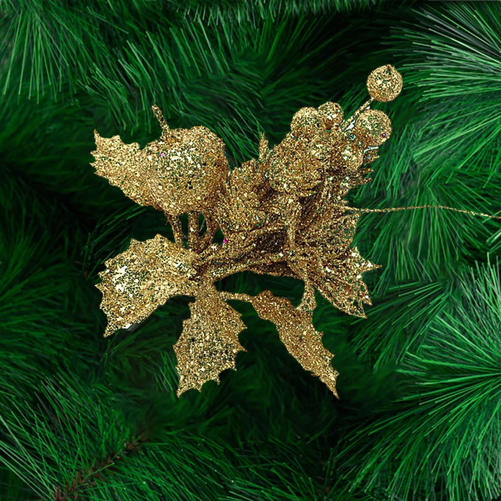 HALJEN Artificial Flowers for Outdoors in Pot Christmas Flower Cuttings Christmas Cuttings Leaves Christmas Wedding Decoration Flower Props