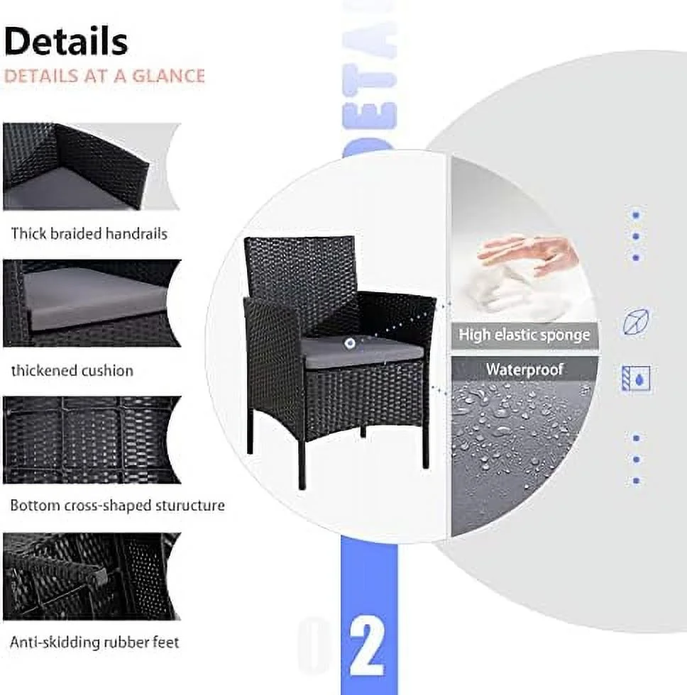 RSJIWOGZ 4 Pieces Outdoor Patio  Sets Conversation Sets Rattan Chair Wicker Set Coffee Table Outdoor Indoor Use Backyard Porch Garden Poolside Balcony (Brown)