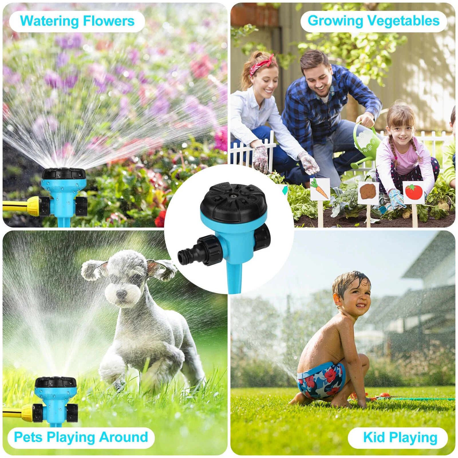 360° Rotatable Auto Lawn Garden Sprinkler Watering System Water Spray Grass Yard