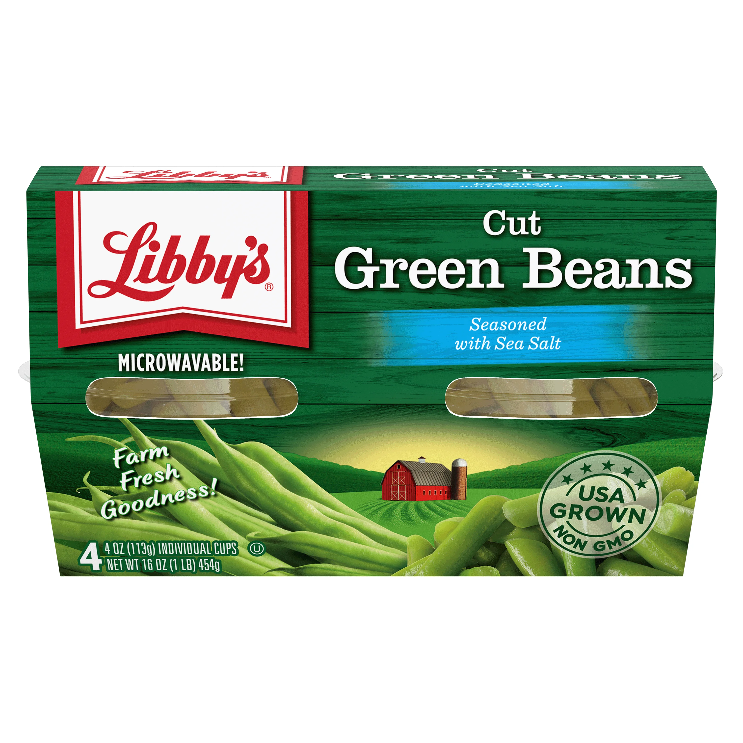 (6 pack) (4 Count) Libby's Cut Green Beans, Canned Vegetables, 4 oz