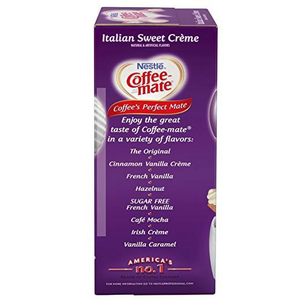 Coffee-Mate Italian Sweet Crme Liquid Creamer Single-Serve Cups, 0.38 Oz, Box Of 50 Cups
