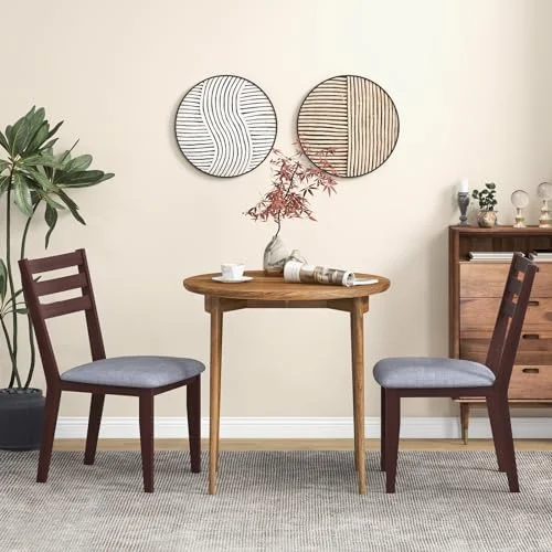 HYHBIBOOM Wood Dining Chairs   Upholstered Kitchen Chair with Solid Rubber Wood Frame  Armless Wooden Dining Side Chairs with Cushion Seat  Farmhouse High Ladder Dining Room Chair