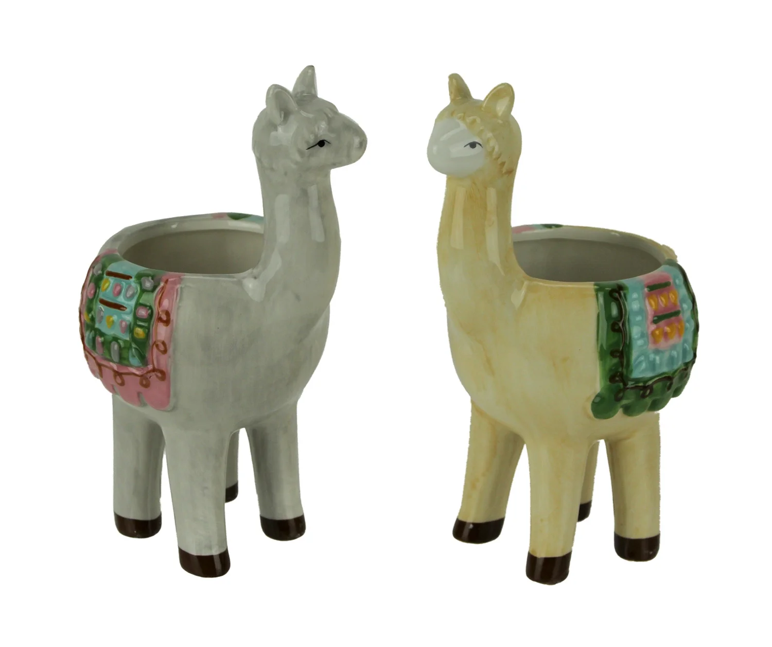 Transpac Colorful Festive Llama Love Decorative Planters Set of 2 Small