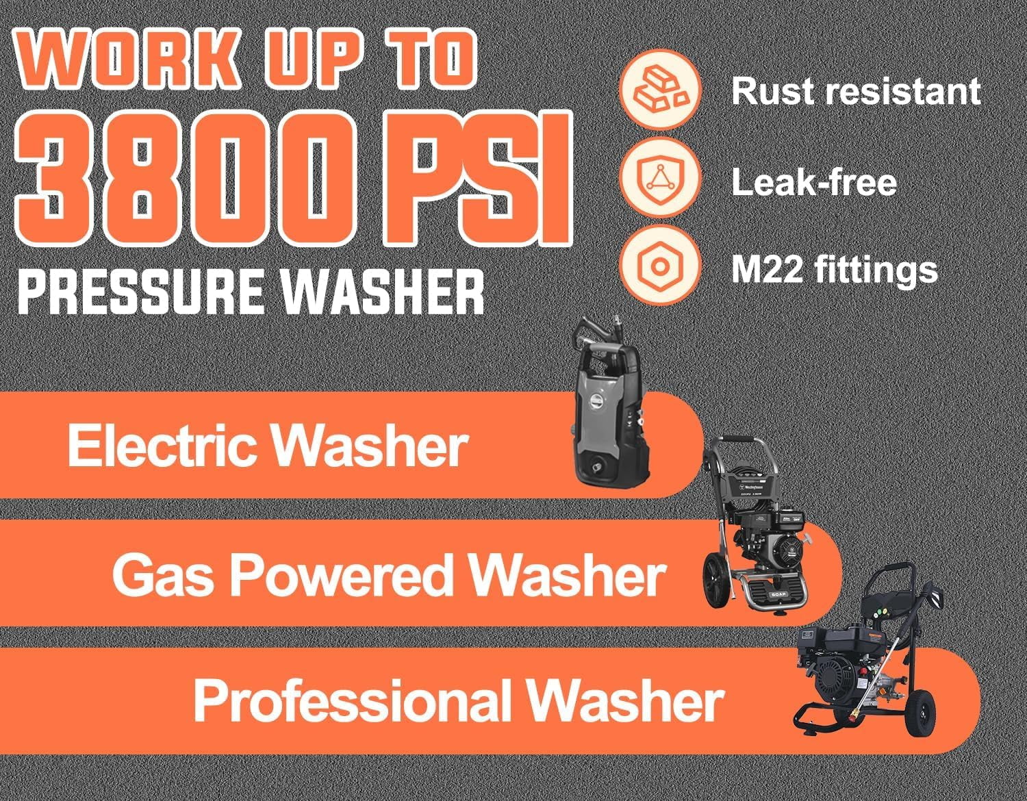 Pressure Washer Hose For Power Washer, 25FT X 1/4