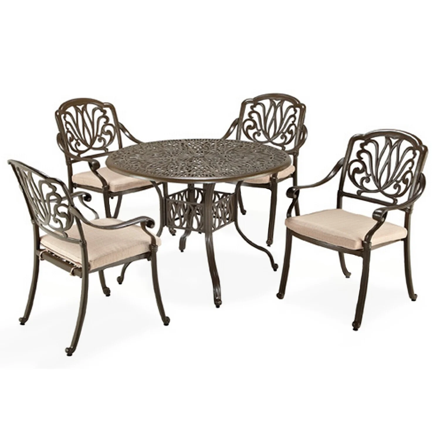 Homestock Natural Beauty Taupe Aluminum 5 Piece Outdoor Dining Set