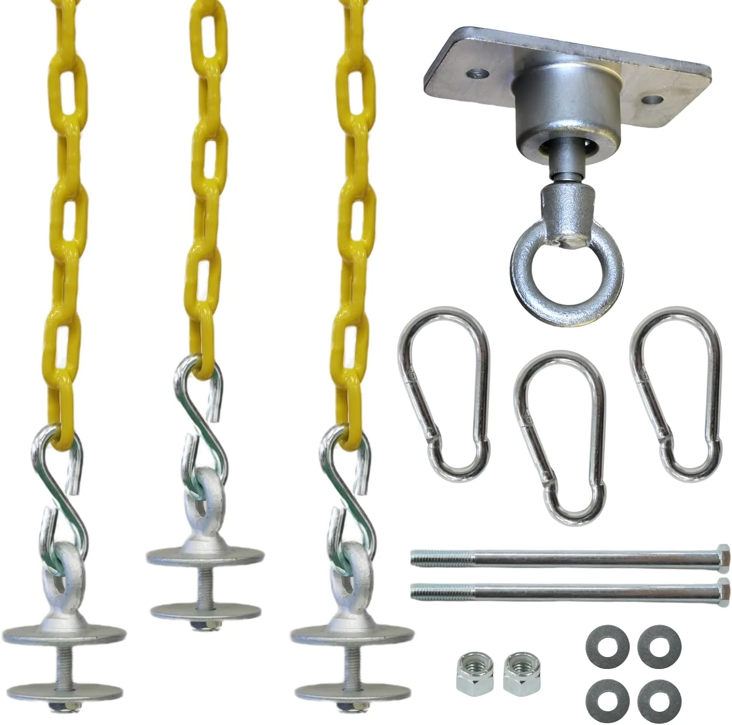 DIY Tire Swing Kit | Heavy-Duty Tire Swivel | Allows for 360-Degree Spinning | Pinch Free Plastic Coated Chains | Attach Tire to Swing Set Wooden Beam or Tree | 250