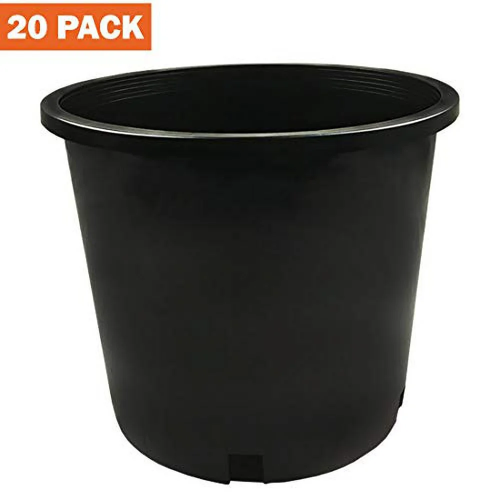 5 Gallon  Black Plastic Nursery Plant Container Garden Planter Pots (5 Gallon)