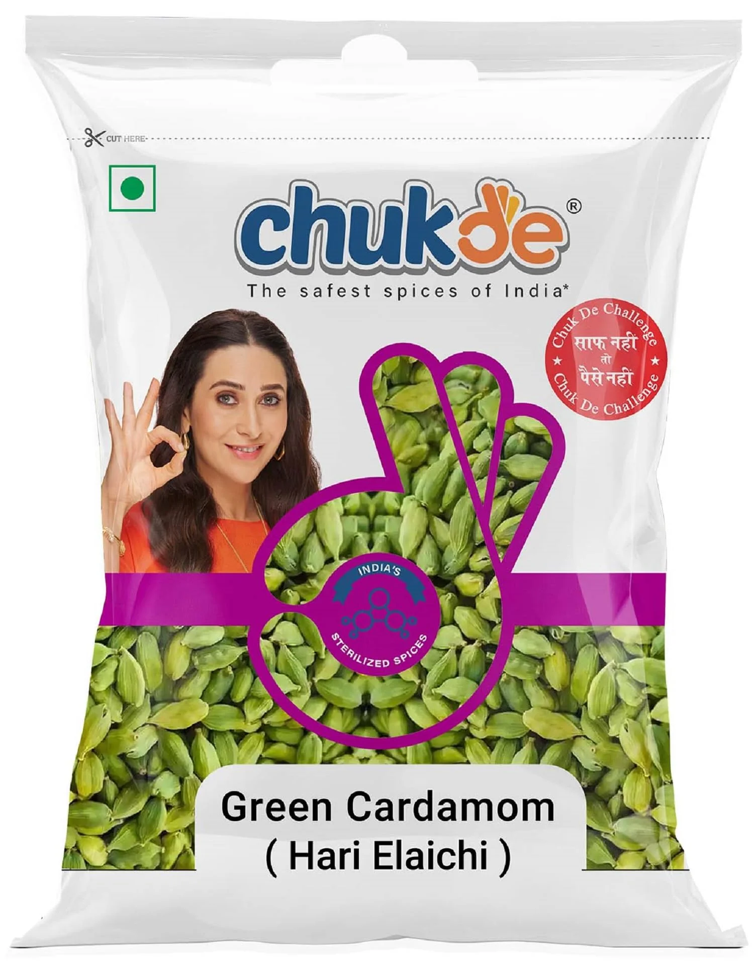 Chukde Hari Elaichi, Green Cardamom Whole Spices, 25G