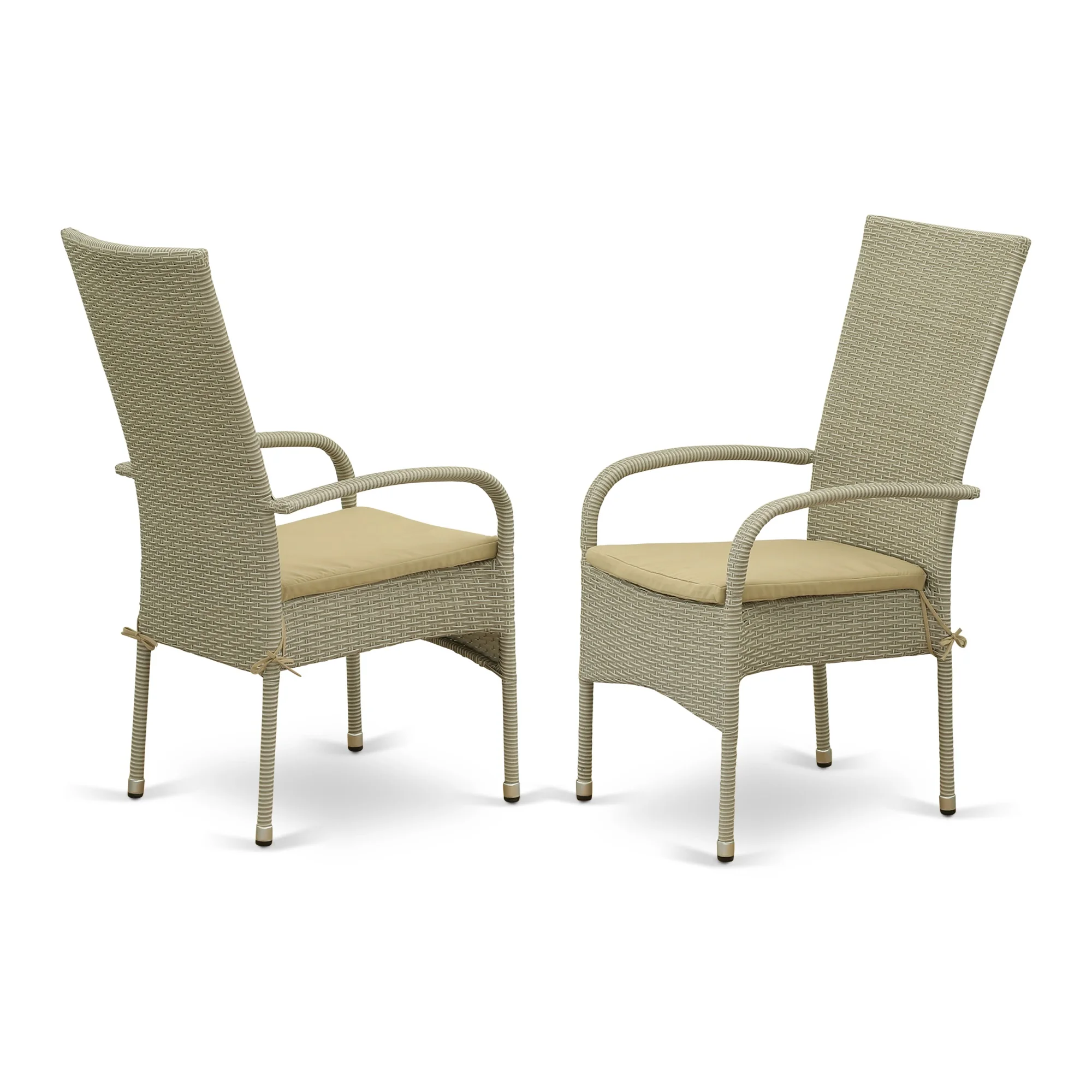 East West Furniture Gudhjem 5-piece Metal Patio Set with Armchairs in Natural