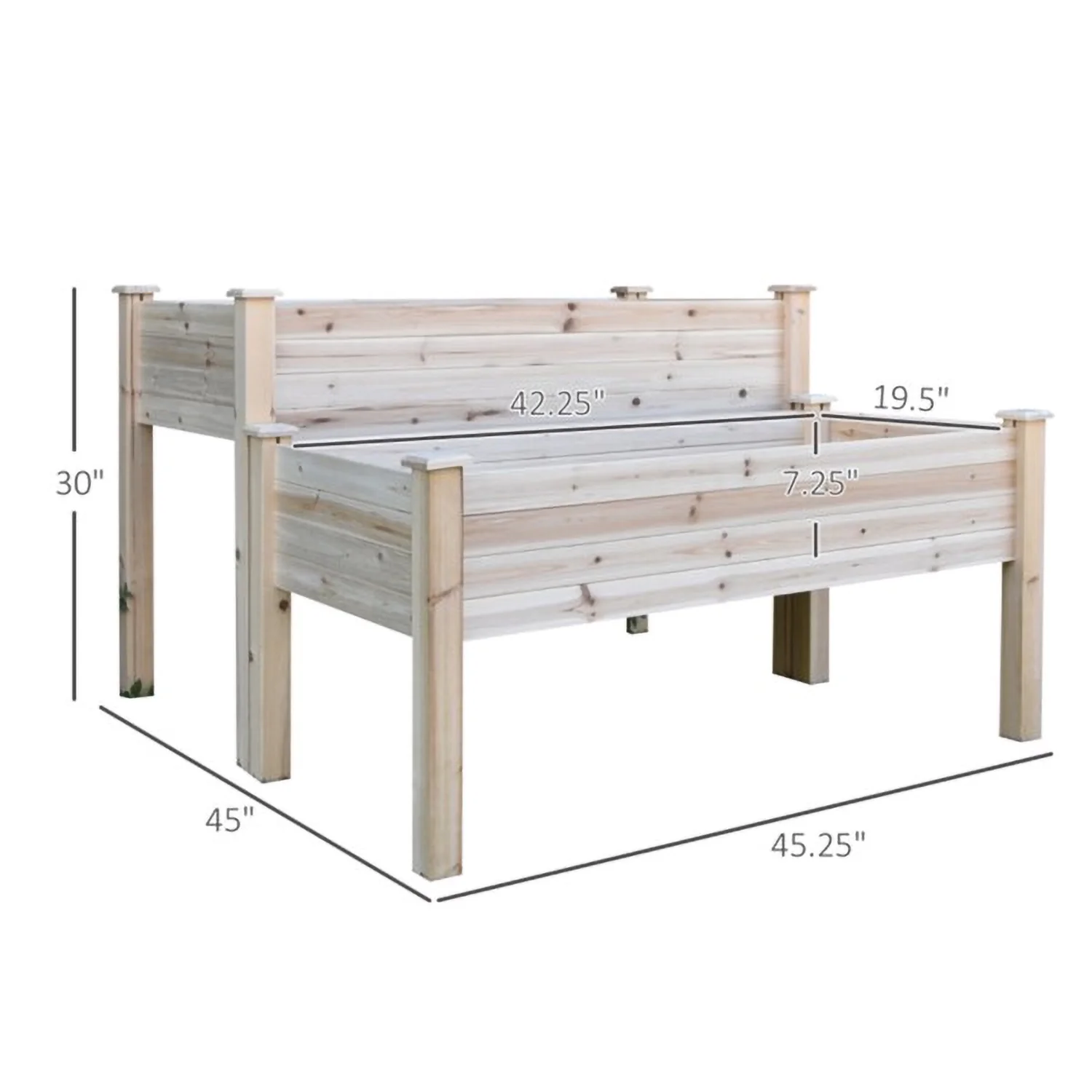 RUseeN Wooden Raised Garden Bed, 42.25 x 19.5 x 7.25 Inches, Outdoor Wood Planter Box with Screwdriver and a Liner for Garden, Patio, Balcony, Backyard and Outdoors, 2Pcs