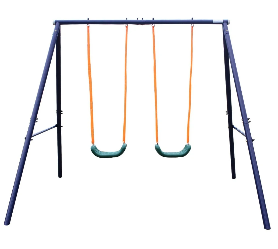 Children‘s Fun and Durable Two-Station Swing Set with Sturdy Frame and Colorful Seats - Perfect for Outdoor Play and Exercise Activities