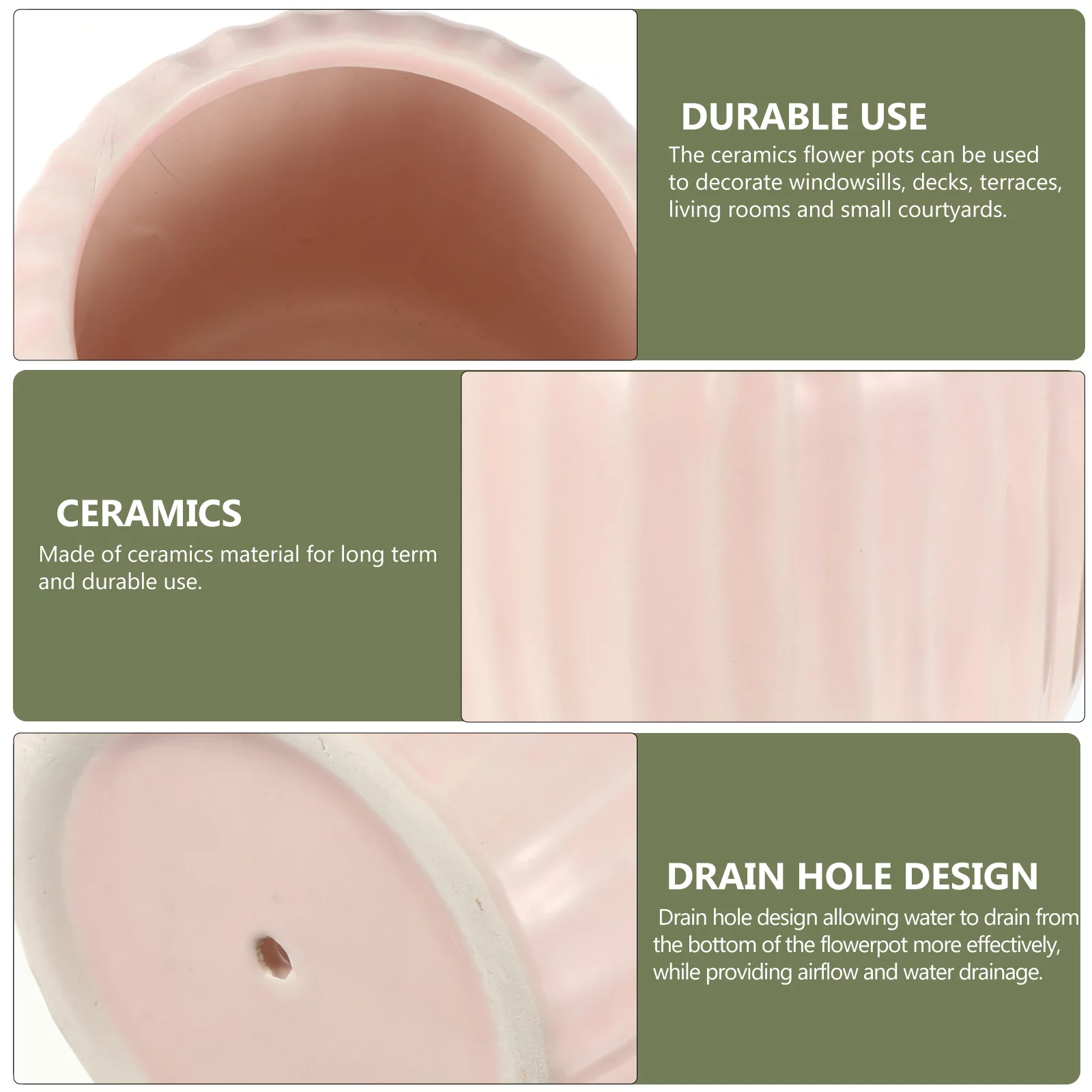 Guichaokj 1Pc Nordic Style Flower Pot Ceramic Pink Basin Succulent Plant Pots Accessories