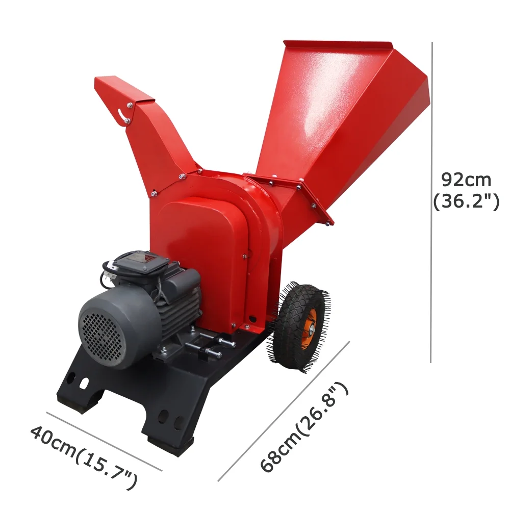 Techtongda 220V Hand Pushed Wood Crusher Branch Crusher Twig Shredder Straw Landscaping Shredder